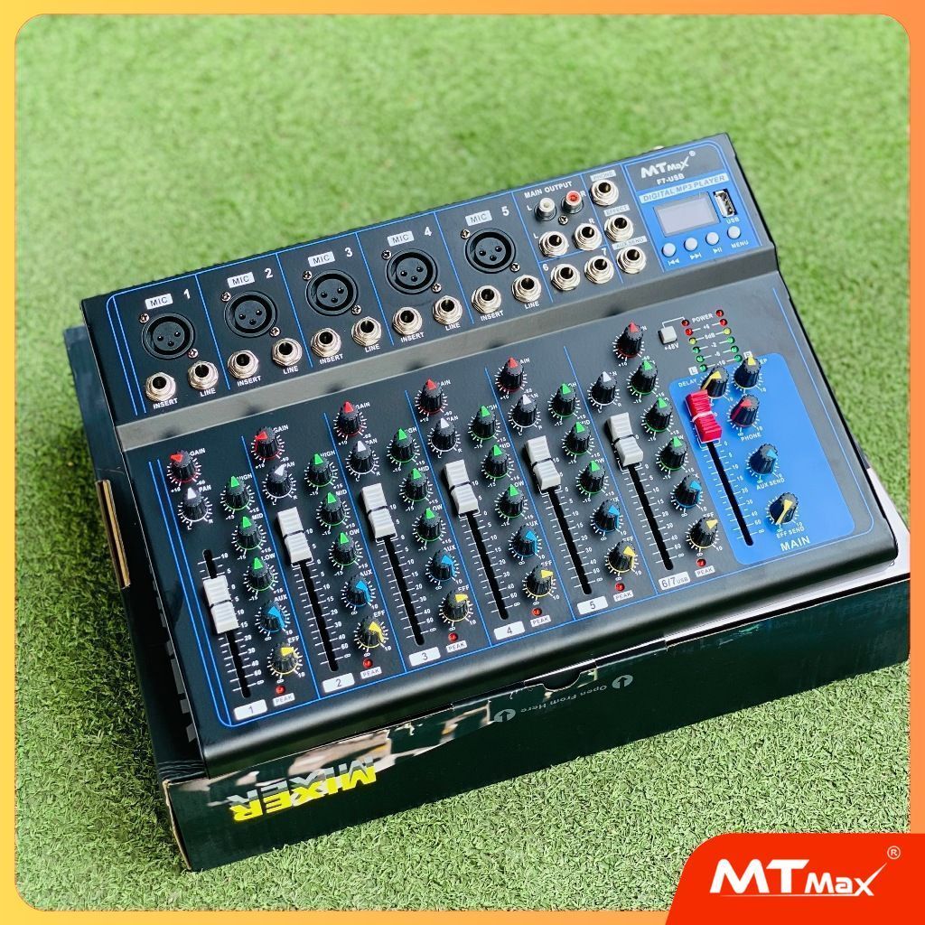 [Tặng Dây] Bàn Trộn âm thanh Mixer MTMax F7 - 7 Kênh Cao Cấp - Có Bluetooth, Chống Hú Tốt