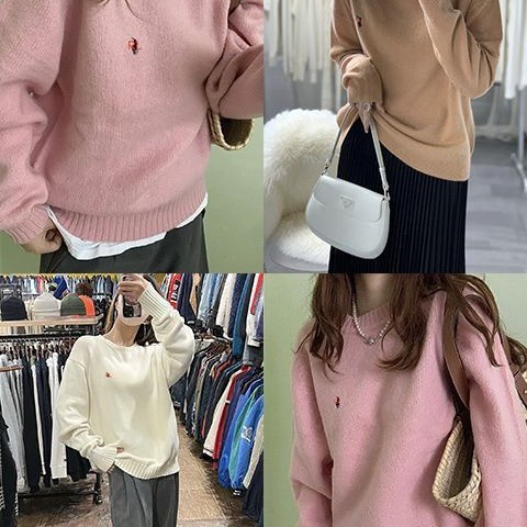 RalphLaur** Little Horse and War Horse Embroidered Autumn/Winter New Knit Round Neck Sweater Casual 