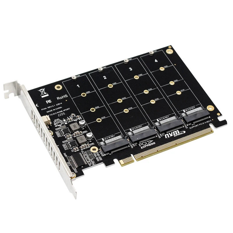Bộ Chuyển Đổi Bảng 4 Cổng M.2 NVME SSD Sang PCIE X16 M2 SSD Adapter Thẻ Chuyển Đổi Cho M.2 PCI-Expre