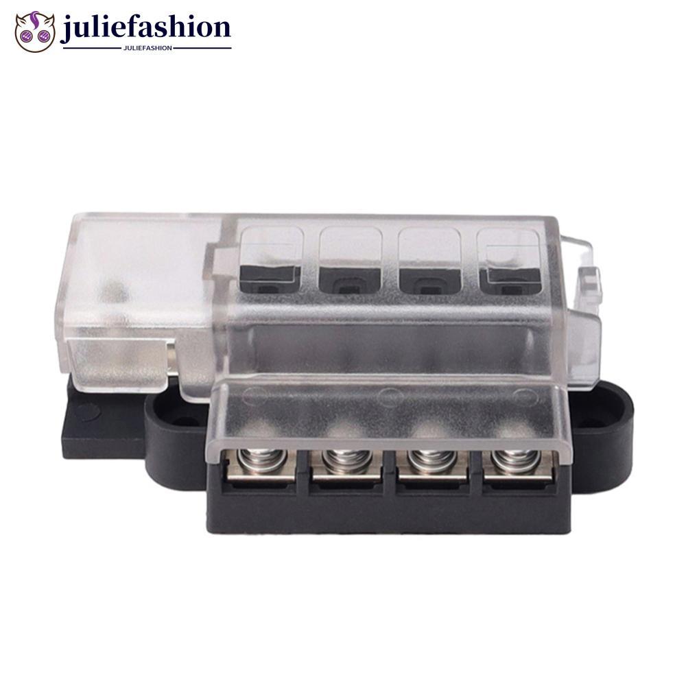 JULIEFASHION Khối cầu chì 4 chiều đa năng 12V 24V hộp cầu chì không có đèn 1 trong 4 ra Hộp giữ cầu 