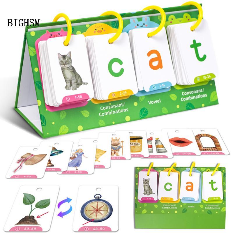 BIGHSM Kids CVC Words Flashcards Phonics Flip Chart Word Builder Sight Words Hoạt động Công cụ học t