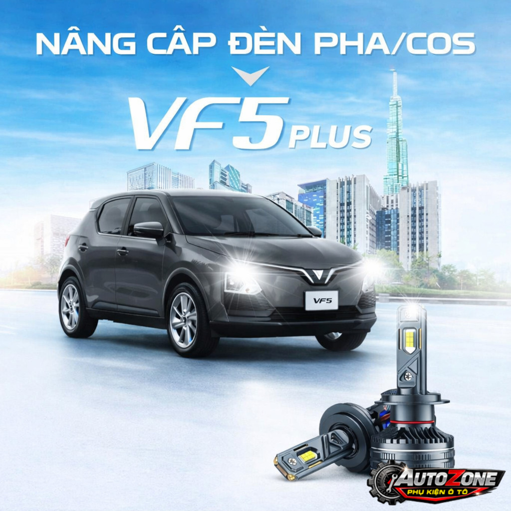 2 Bóng Đèn Cos Pha LED VinFast VF5 / VF5 Plus LED H7 Đèn Pha/ Cos - Trắng 6000K / 90W - 160W
