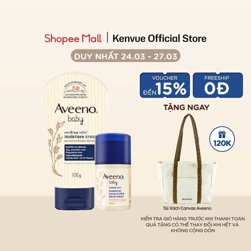CB2 Kem dưỡng ẩm mặt Aveeno Baby  48g & Kem dưỡng ẩm Aveeno Baby  Relief Moisture Cream 100g