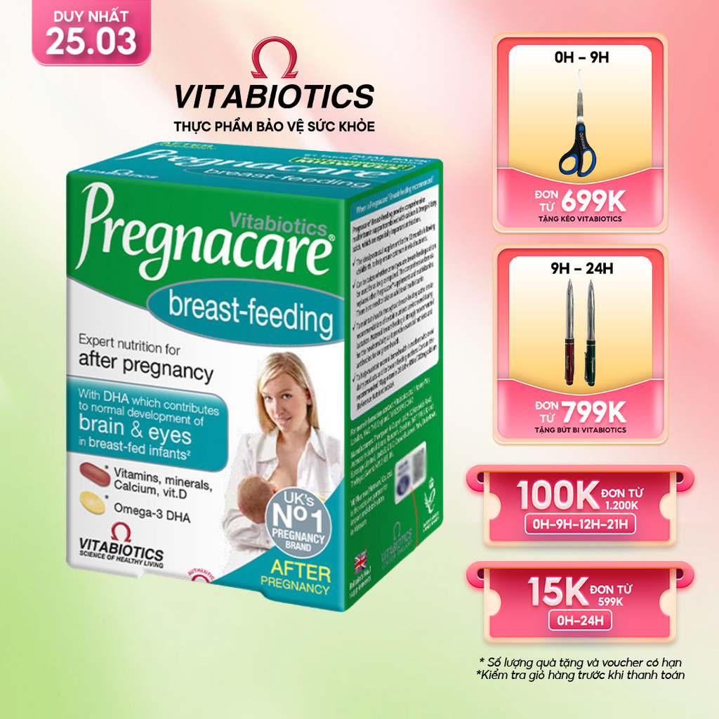 Thực Phẩm Bảo Vệ Sức Khỏe PREGNACARE Breast-feeding Bổ Sung Vitamin Cho Phụ Nữ Cho Con Bú 84 Viên Vitabiotics