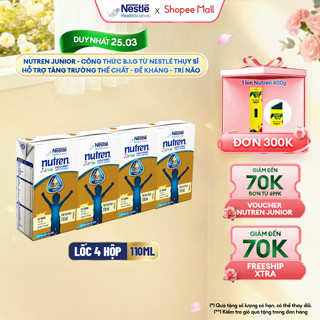 Lốc 4 Hộp Sữa Pha Sẵn NESTLÉ NUTREN JUNIOR Thụy Sĩ Công Thức BIG Tăng Trưởng 110ML