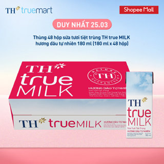 Thùng 48 hộp sữa tươi tiệt trùng TH true MILK hương dâu tự nhiên 180 ml (180 ml x 48)