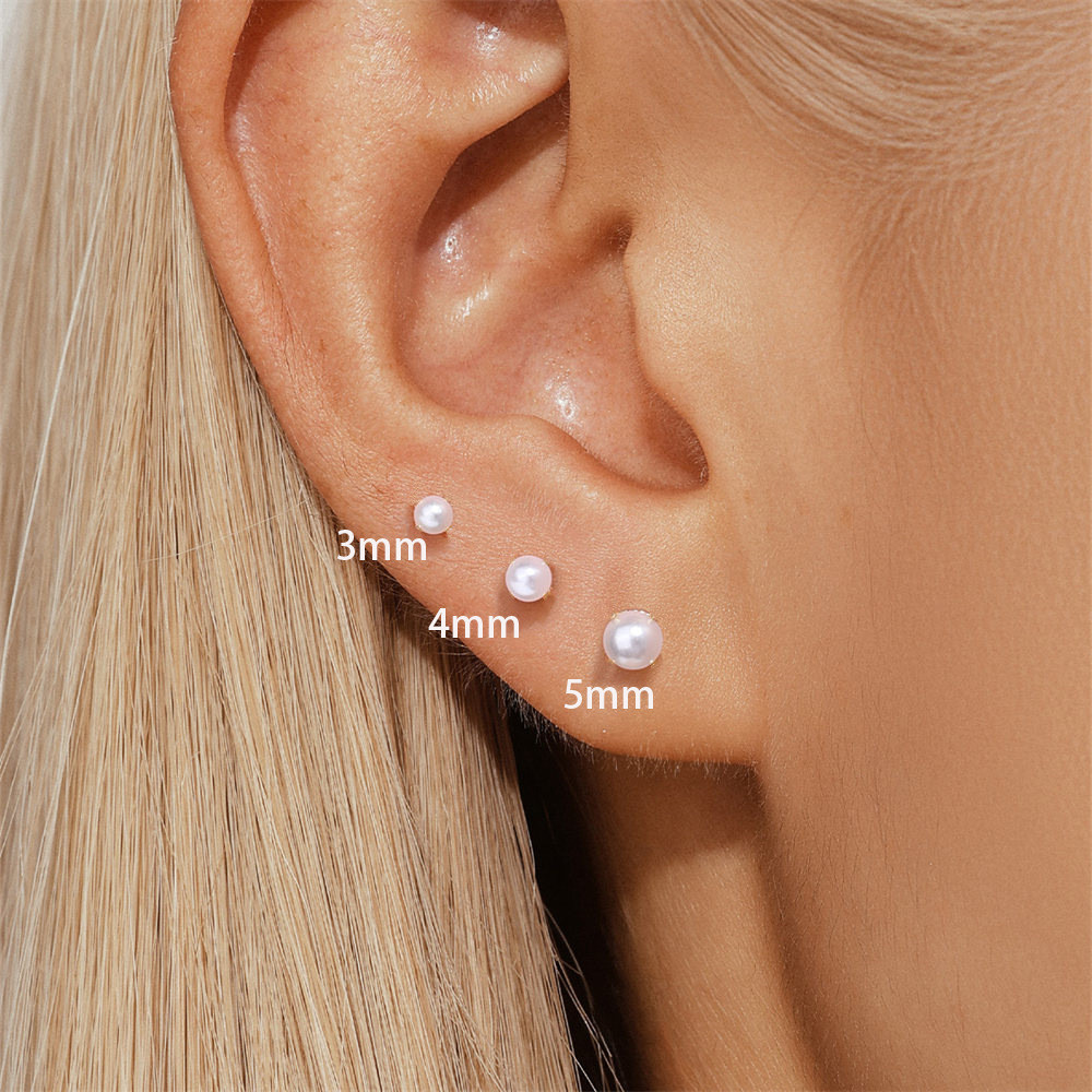 1 Đôi Bông Tai Ngọc Trai Trắng Ngọt Ít Bông Tai Vít Khóa Tai Xuyên Bông Tai Bóng Bông Tai 26.3.24