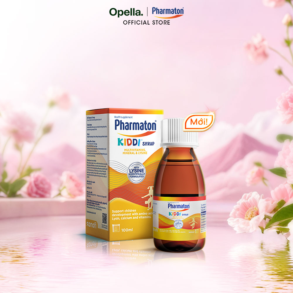 Siro Pharmaton Kiddi giúp trẻ ăn ngon, giúp xương chắc khỏe, hỗ trợ sự phát triển toàn diện của trẻ - chai 100ml
