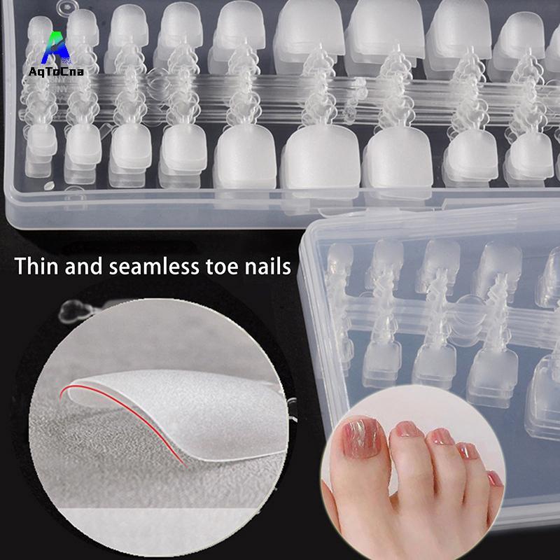 (AqToCna) 120 / 504 CÁI Bấm vào móng chân với bộ keo dán móng tay, không có tập tin Gel mờ Mũi móng 