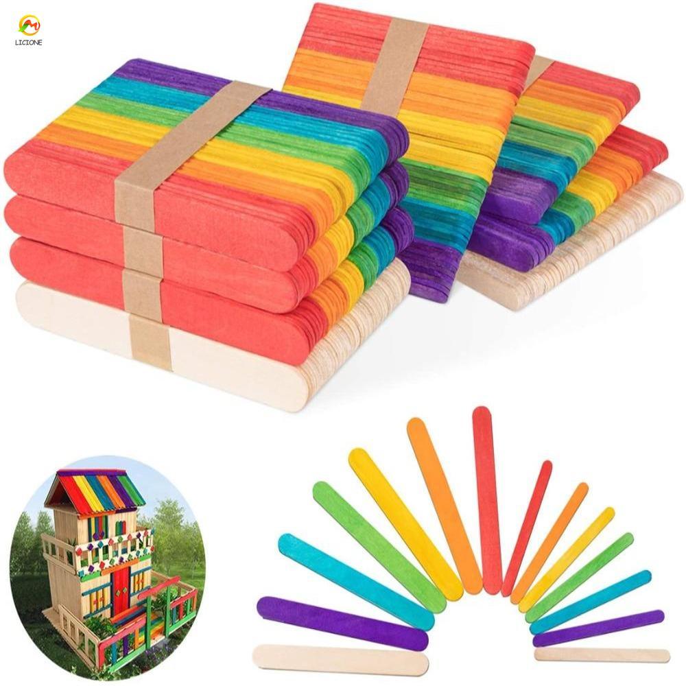 ECHOG Gỗ Popsicle Sticks Baby DIY Craft For Art Paint DIY Craft Supplies Gỗ Craft Stick Lollipop Mol