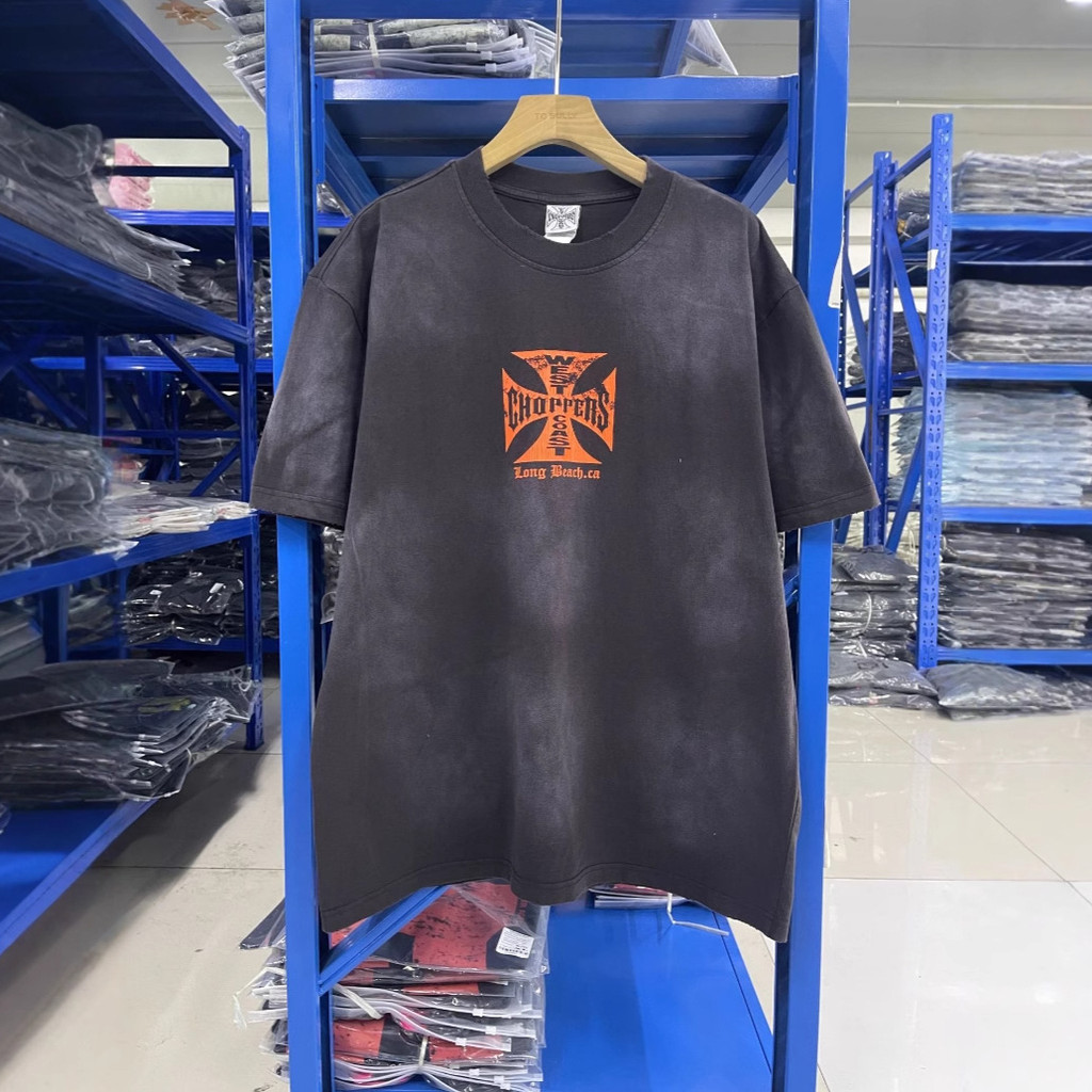HKQA West Coast West Coast Exclusive Iron Cross Distressed Vintage Wash vintage Short Sleeve T Men's