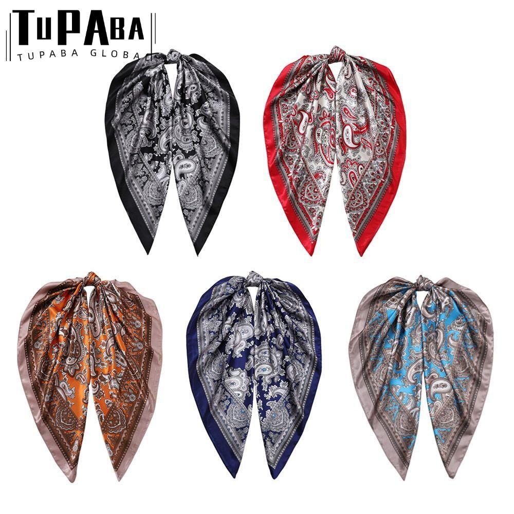 Khăn Tay và Choàng Hijab Lụa Satin Paisley Mịn Màng, Phù Hợp Style Cổ Điển 90x90cm