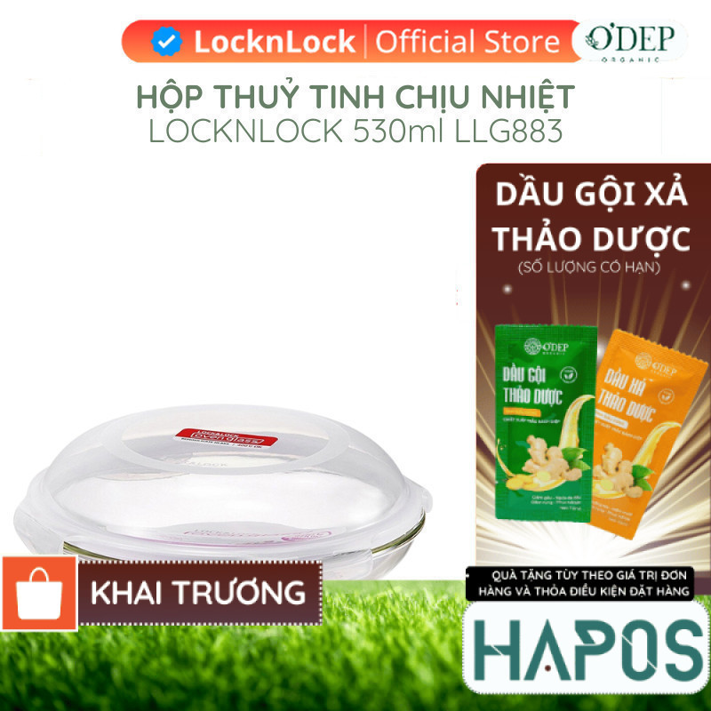 Hộp thủy tinh chịu nhiệt hình tròn Chính hãng LocknLock Glass food container round 530ml LLG883 - HA