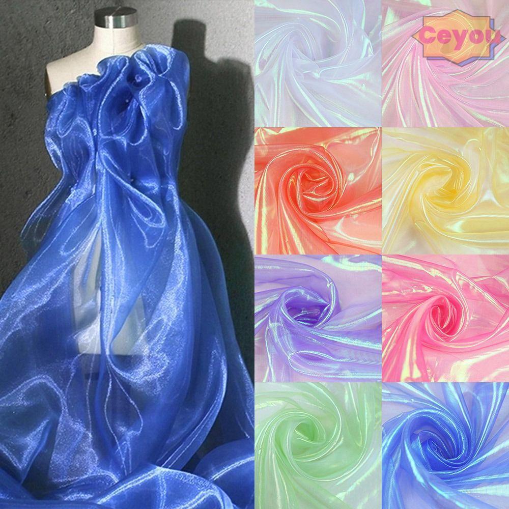 CEYOU Vải Organza, Vải tuyn Laser Mỏng Sáng Bóng, Trang Trí Vải Tulle Trong Suốt Organza Váy Vải Cướ