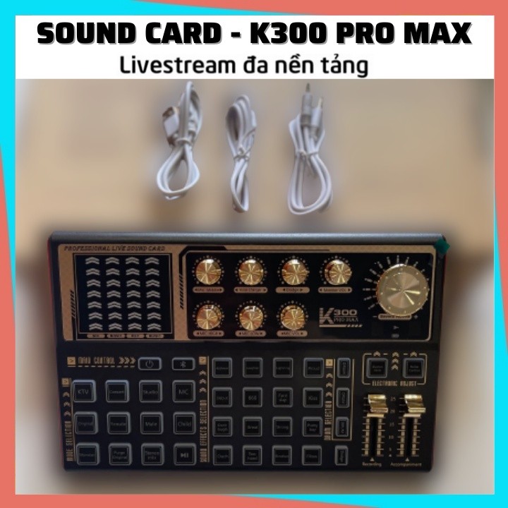 Sound Card K300 PRO MAX Sound Card Thu Âm, Live Stream, Có Bluetooth, AutoTune, Giả Dọng, chuyên ngh
