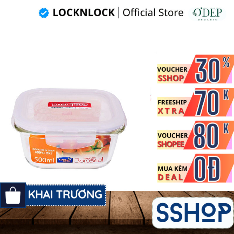 Hộp bảo quản thủy tinh vuông 500ml LocknLock Chính hãng LLG214 - SSHOP SSO