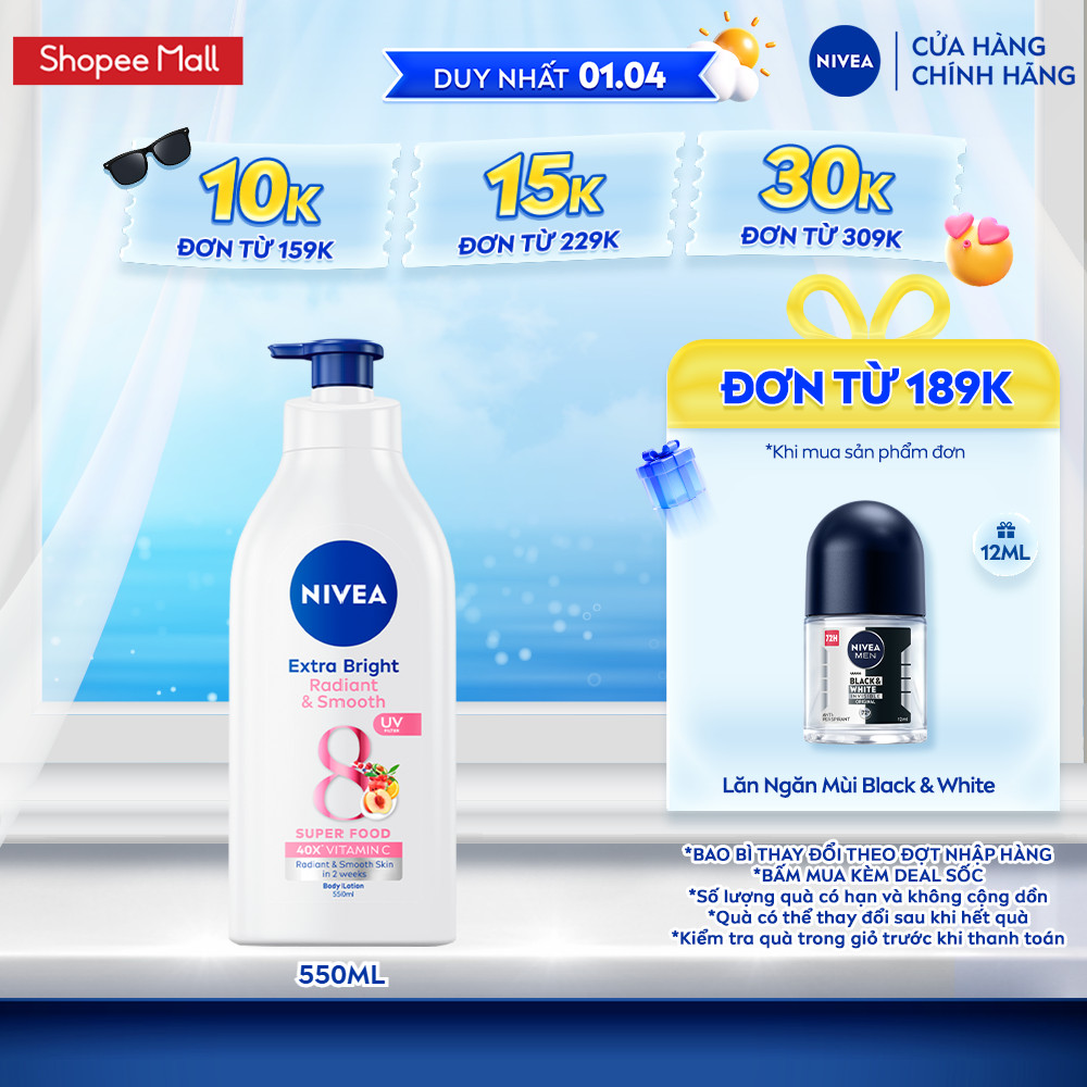 Sữa Dưỡng Thể NIVEA 8 Super Foods Dưỡng Sáng Da | Mịn Da (550 ml) - 98924