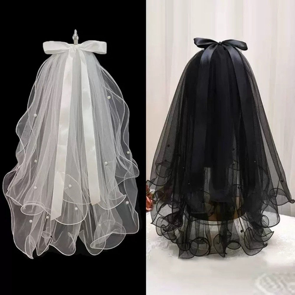 Pearl Bow Wedding Dress Accessory Multi-layered Elegant Bridal Photography Props Gifts