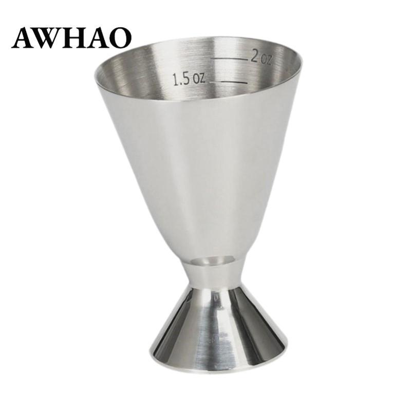AWHAO Jigger để pha chế, với các phép đo 2oz Dụng cụ pha chế dễ dàng làm sạch Cốc đo Jigger cho quán