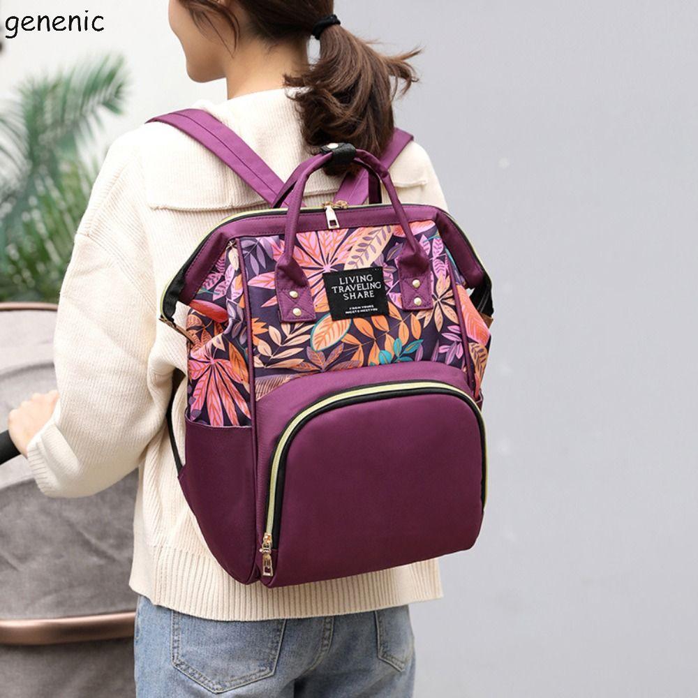 Túi Mẹ GENENIC, Ba Lô Tã Dung Tích Lớn Chống Thấm Nước, Túi Cách Nhiệt Đơn Giản Nylon Đa Năng Nappy 