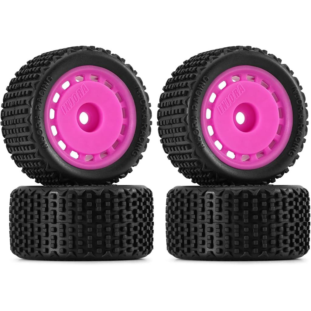 INJORA Pre-Mounted Pin Buggy Lốp & Bánh xe cho 1 / 28 Losi Micro-T, 4 chiếc (Đỏ tươi)