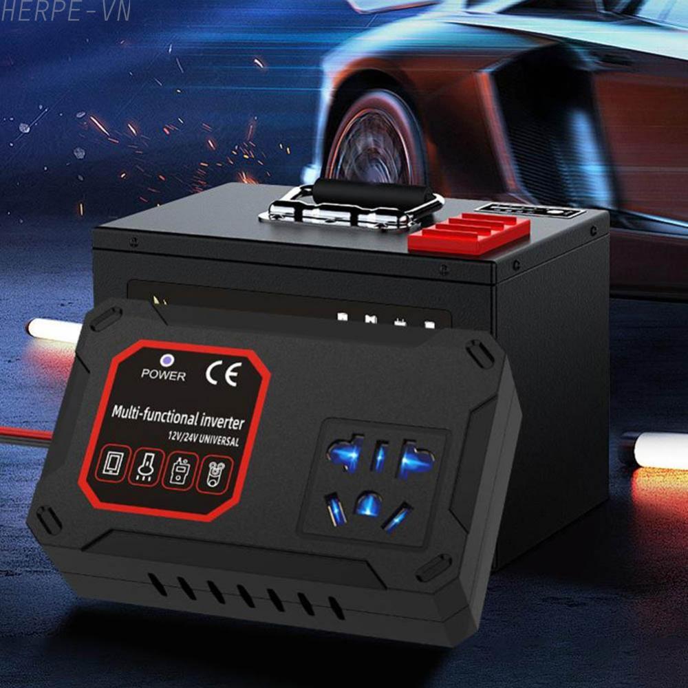 [HERPEVN]Vehicle 200W DC to AC Power Inverter 12V 24V to 220V Converter Adapter Ports[Ready stock]