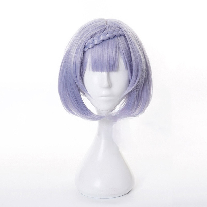 Noelle Cosplay - Tóc Giả Ngắn Màu Tím Bobo Cho Trò Chơi Genshin Impact