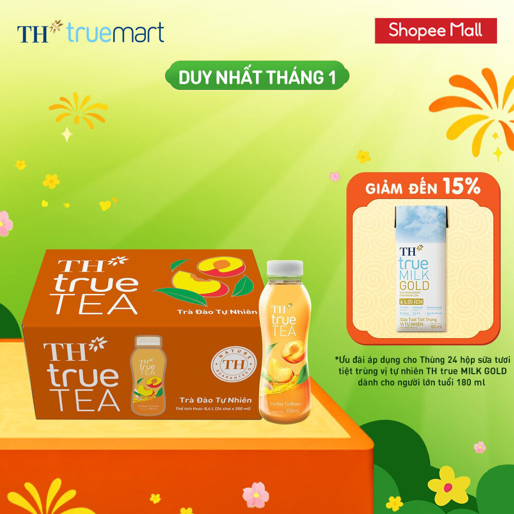 Thùng 24 Chai Trà Đào TH true TEA milk Tự Nhiên 350ml (24 Chai)