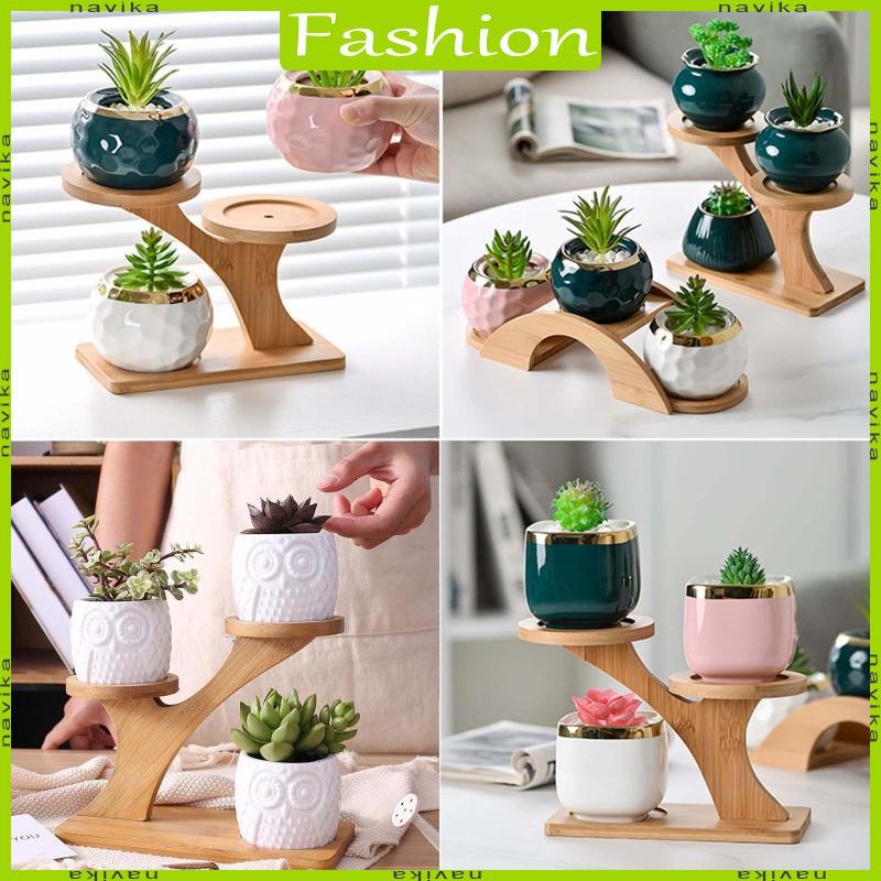 NA Garden Planter Khay Tre Bền Chống Biến Dạng Hoa Để Bàn Chậu Hoa Đứng Có Tua Vít