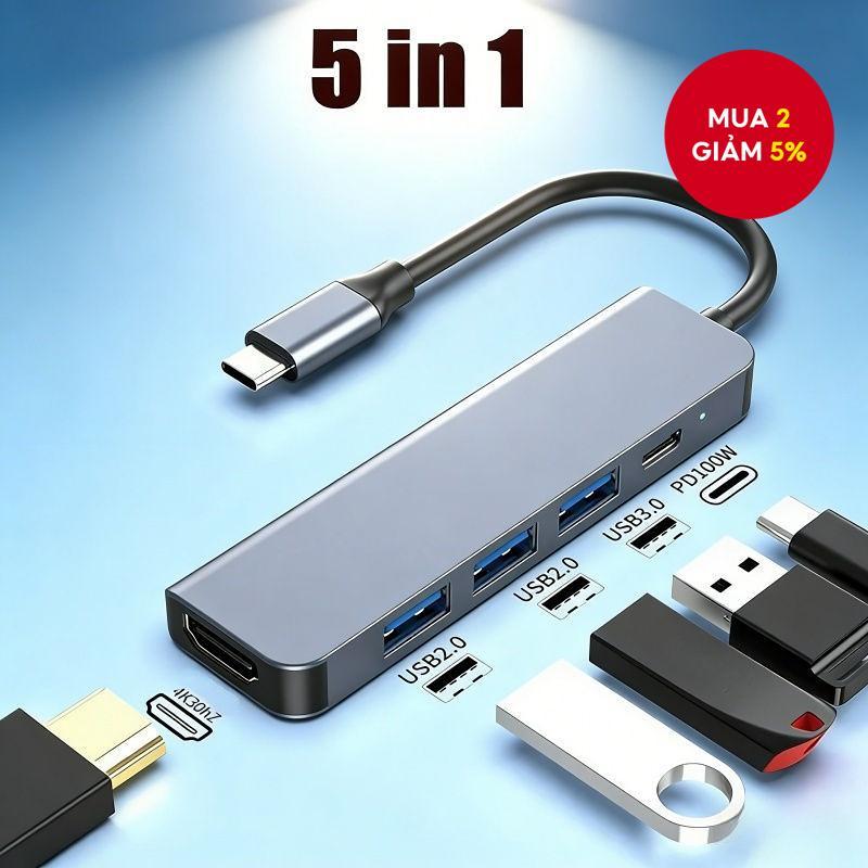 Bộ chuyển đổi trung tâm cổng usb Vga sang loại c Sạc PD tương thích HDMI cho PC Laptop MacBook Offic