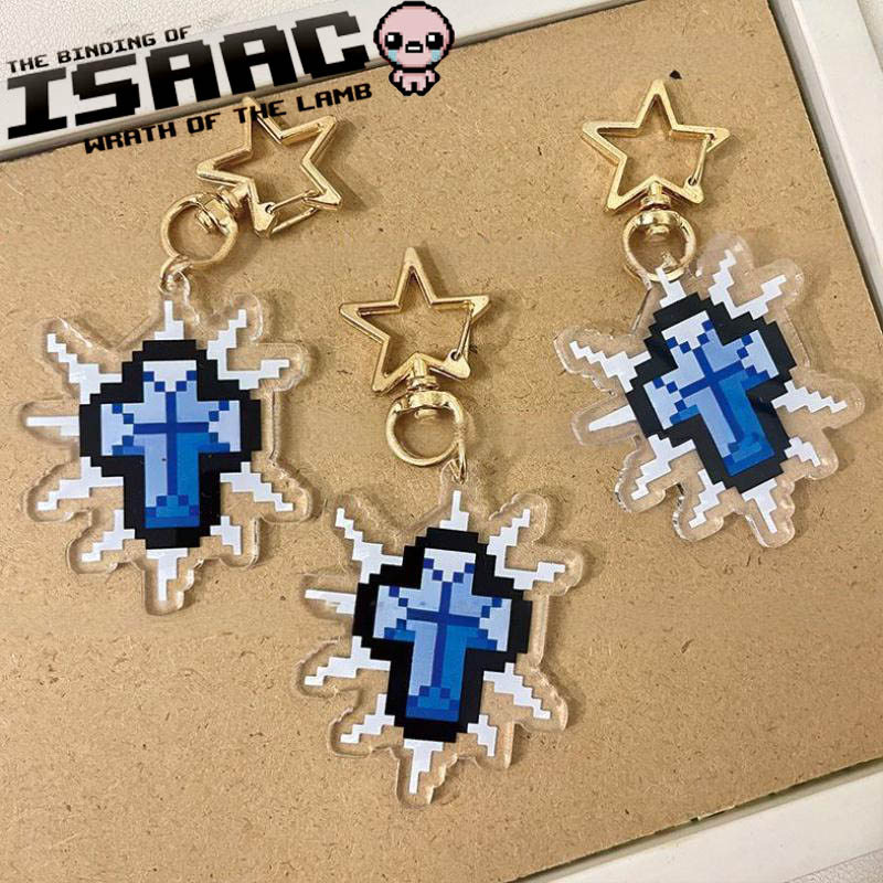 Game The Binding of Isaac Cosplay Keychain Acrylic Pixel Pendant Keyring Key Chain Bag Accessories G