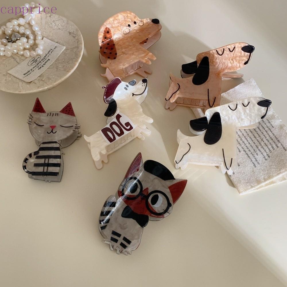 Kẹp lấy CAPPRICE, Phụ kiện tóc Acrylic Acetate Kẹp tóc, Phim hoạt hình Puppy Kitten Acetate Claw Cli
