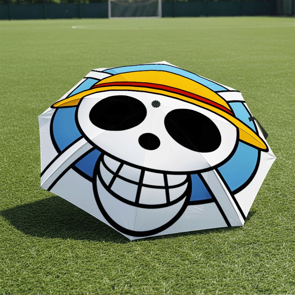 Ô chống nắng gấp tự động in cờ One Piece nhẹ, phù hợp du lịch và hoạt động ngoại trời