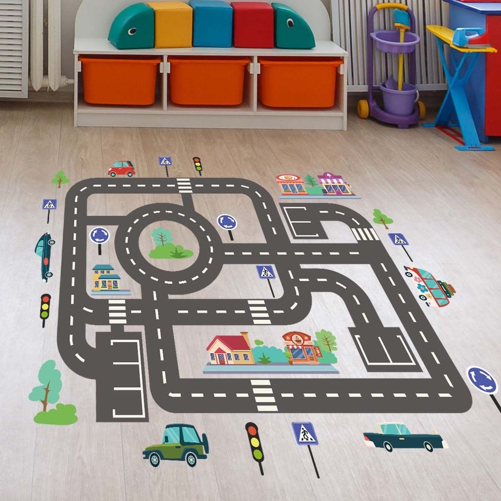 New Product#[Creative Stickers]Car Train Track Light Wall Sticker Children's Game Floor Sticker Livi