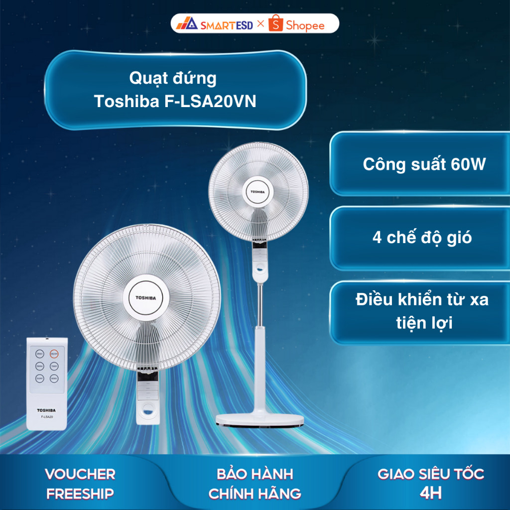 [KOL/KOC] Quạt đứng Toshiba F-LSA20VN - Bảo hành chính hãng 12 tháng [Hỏa tốc Hcm]
