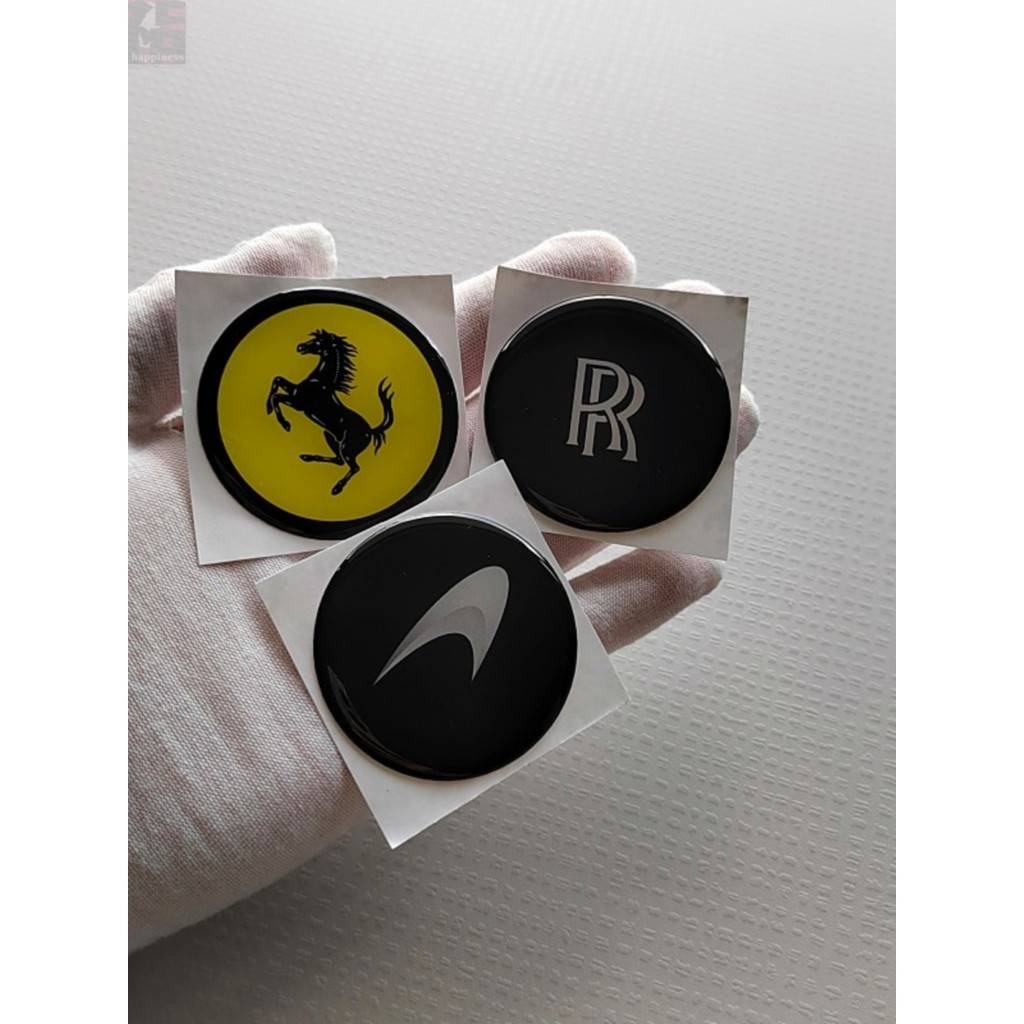 Thích hợp cho ô tô Sửa đổi vô lăng Logo Rolls-Royce Ferrari McLaren Logo 50mm Epoxy đáy phẳng
