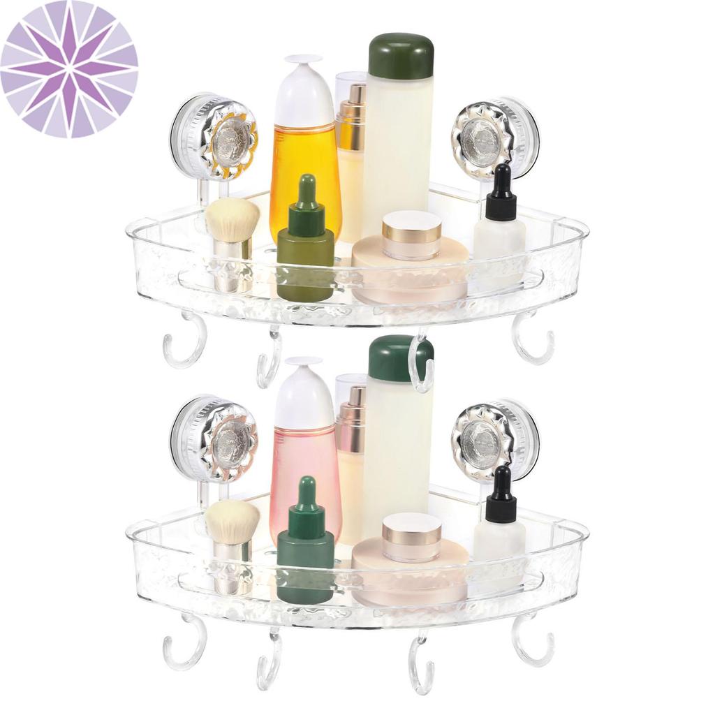 2 Chiếc PET Hút Tắm Kệ Khoan Miễn Phí Tấm Bảo Quản Có Cốc Hút Cho Coner Bề Mặt Mịn SHOPQJC4423