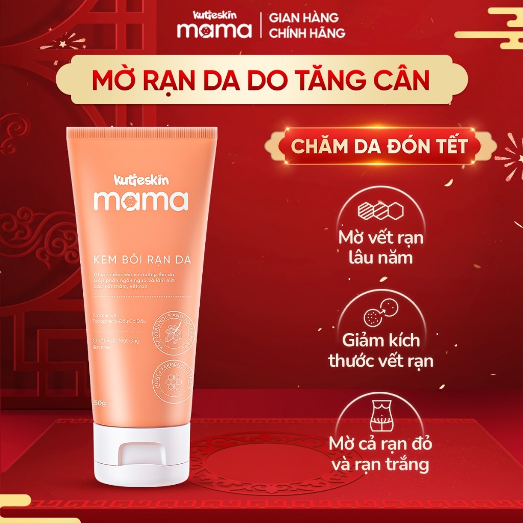 Kem Rạn Da Do Tăng Cân Nhanh, An Toàn Cho Mẹ Bầu Kutieskin Mama Mờ Rạn Nhanh 50G KMR01 + 100GR KMR03