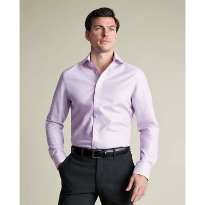 CHARLES TYRWHITT - Áo sơ mi nam cổ bẻ tay dài kẻ sọc Greenwich_FOA0012-LLC