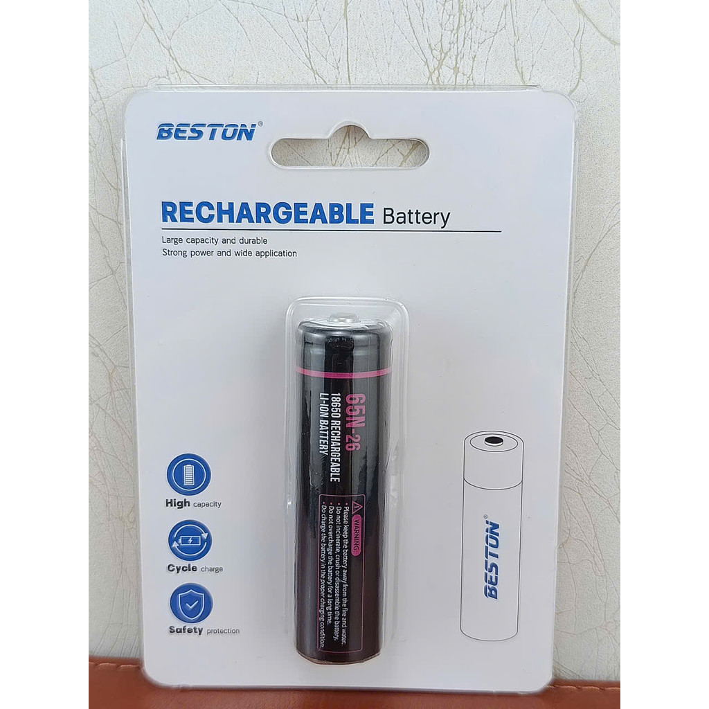 Pin Sạc 18650 Beston Dung Lượng Cao đến 2600mAh ( Đầu Nhọn và Đầu Bằng )
