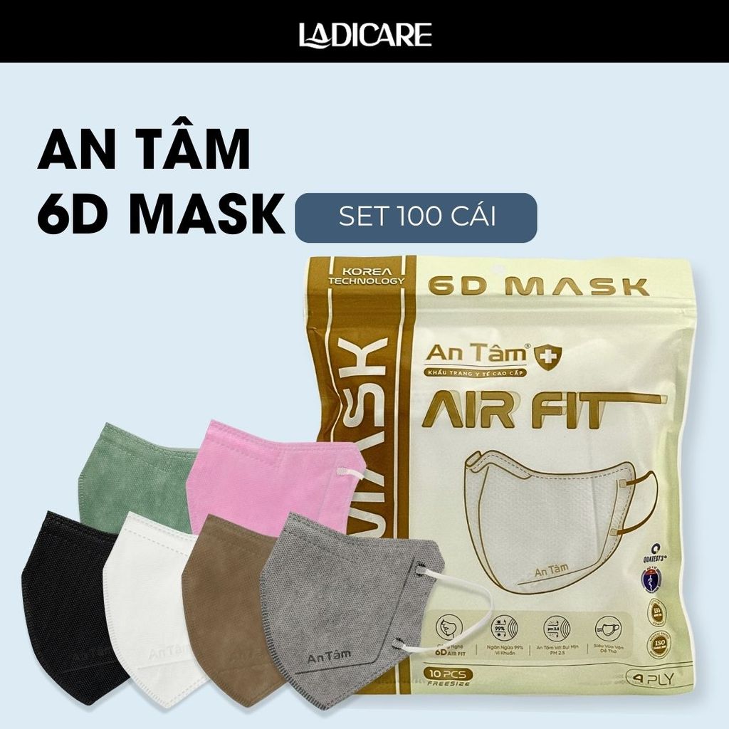 Khẩu Trang 6D AN TÂM Chính Hãng 4 Lớp Ôm Mặt, Siêu Chống Nắng Ngăn Khói Bụi
