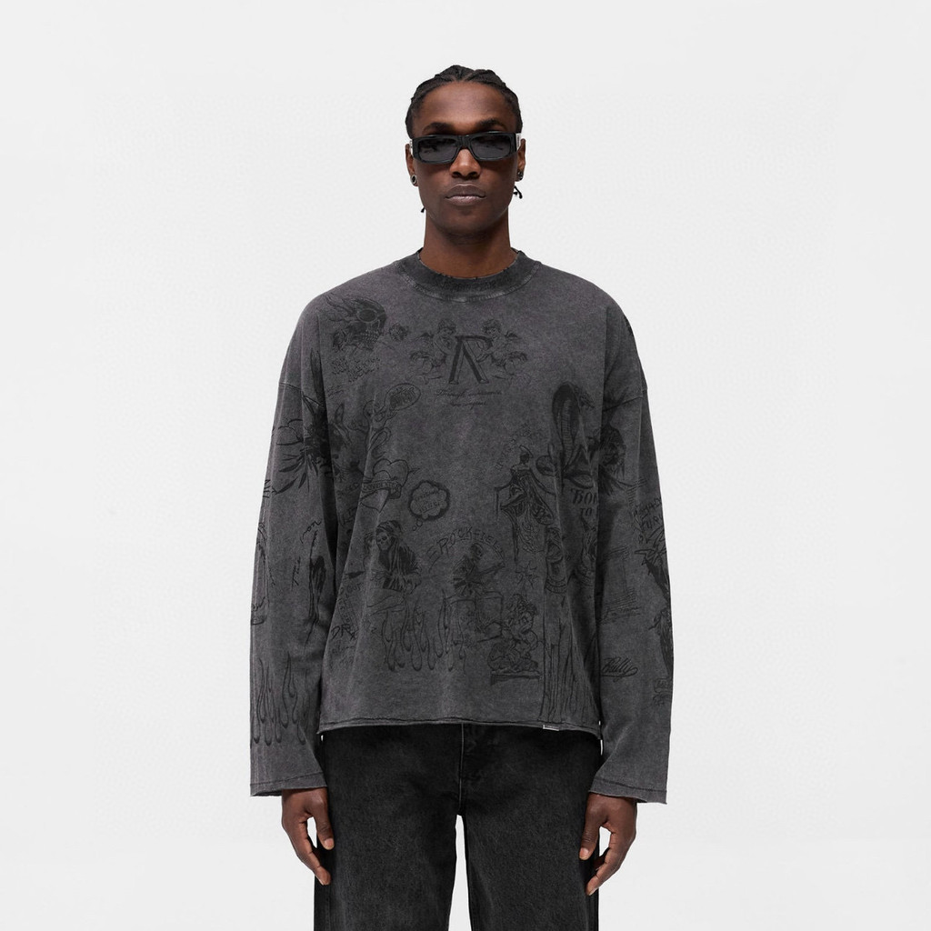 UFSZ American Style REP‘’‘’All-over printed American high street style loose long-sleeve for men and