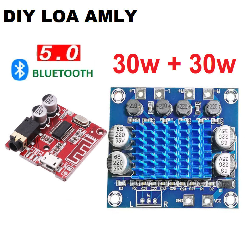 024 Mạch loa 30w + 30w và Mạch nhận tín hiệu Bluetooth 5.0 Mạch khuếch đại 2 kênh class D XH-A232 ch