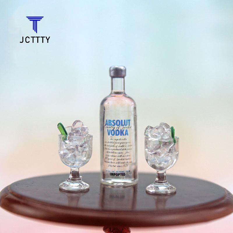 Ketchup 3 Nhà Búp Bê Mini Nhựa Vodka Chai Thủy Tinh Bộ Mô Phỏng Đồ Chơi Mô Hình Đẹp