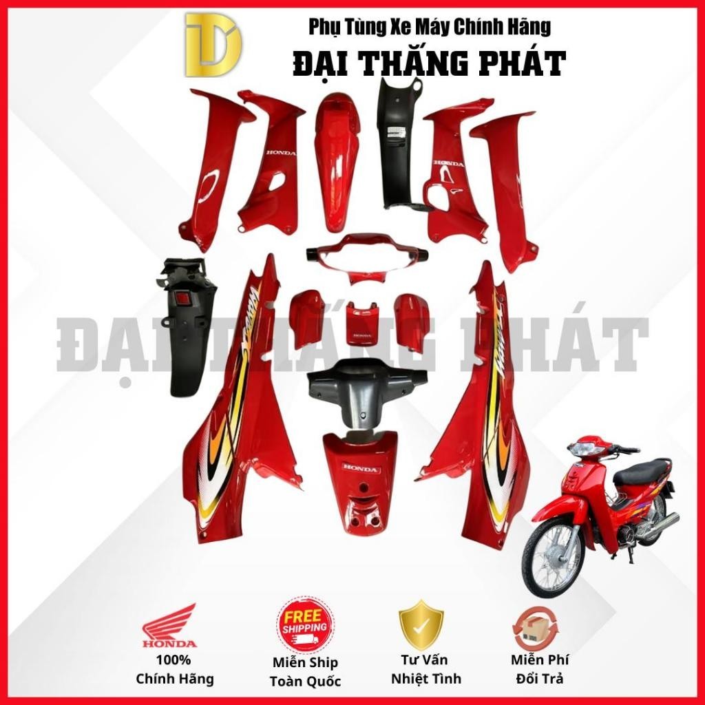 (Có bán lẻ) Dàn áo xe Wave ZX 100cc (2004) màu Đỏ R263 chính hãng - HP