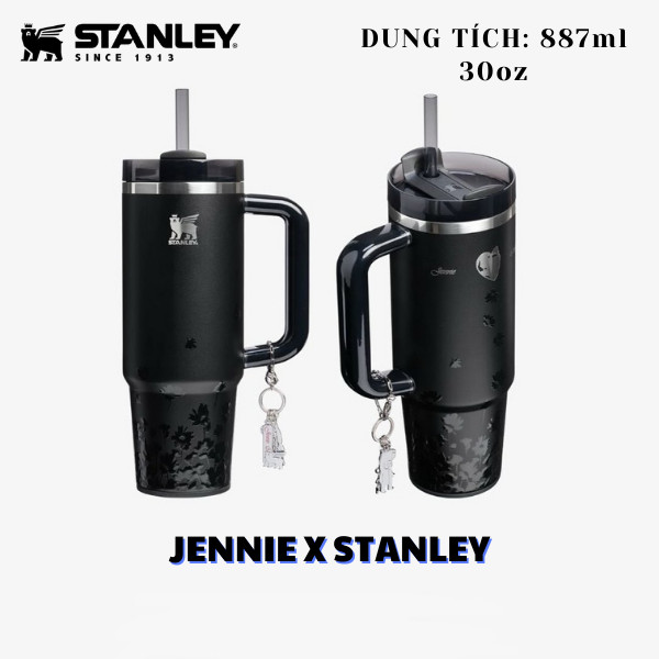 STANLEY X JENNIE CHÍNH HÃNG – BÌNH GIỮ NHIỆT STANLEY CÓ QUAI, LY NƯỚC STANLEY BẢN LIMITED MÀU ĐEN 30