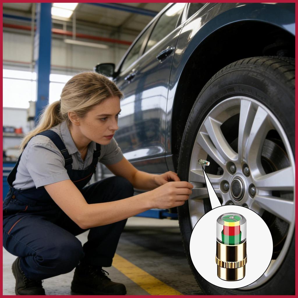 Mũ Áp Suất Lốp Có Cảm Biến 4 Miếng 3 Màu 2.4Bar 36PSI Màn Hình Đồng Hồ Đo Áp Suất Lốp Cho Ô Tô beqax