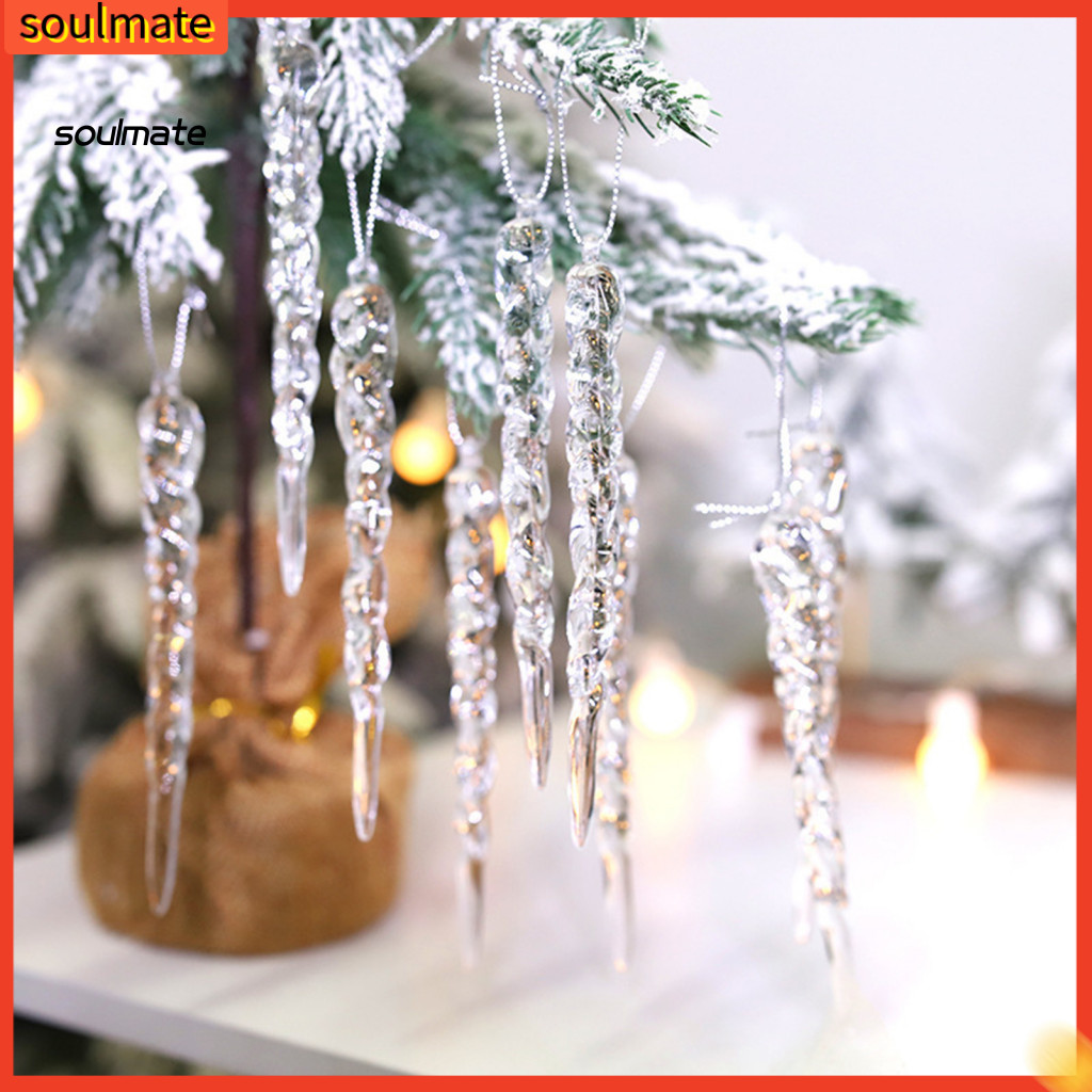 Linh hồn| Đồ trang trí Icicle Giáng sinh Treo đồ trang trí Icicle 12 chiếc Acrylic Icicle Đồ trang t
