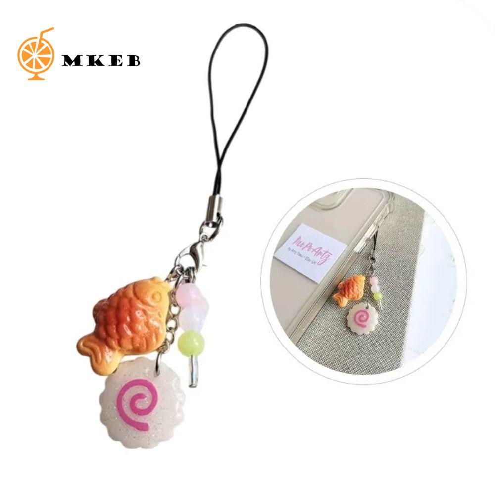 MKEB Cá Bánh Móc Khóa, Mực Màu Hồng Nhật Bản Cuộn Thực Phẩm Taiyaki Mặt Dây Chuyền, Thời Trang Kawai