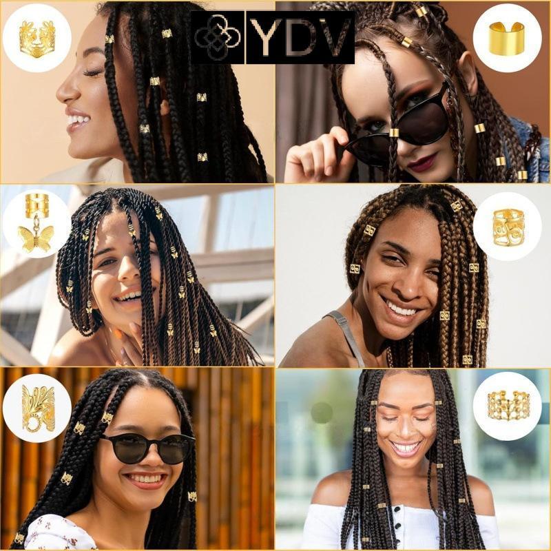 Dreadlock Accessories Set - Alloy Spiral Clips, Gold & Silver Tone - Unisex Festival Jewelry